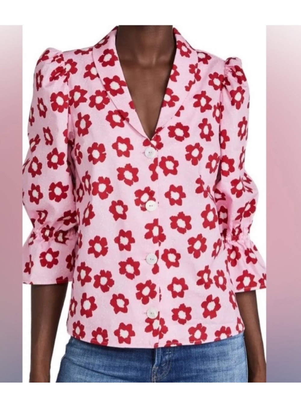 Kitri Bretta Pink Floral Cotton Top